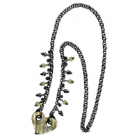 Make this black gunmetal necklace with glass focal for a look that's all the buzz!