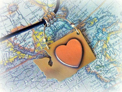 Washington state charm with heart Washington State charm with heart